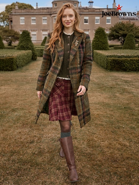 Green - Joe Browns Tessa Asymmetric Check Coat