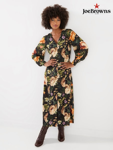 Black - Joe Browns Dramatic Florals Button Through Maxi Dress