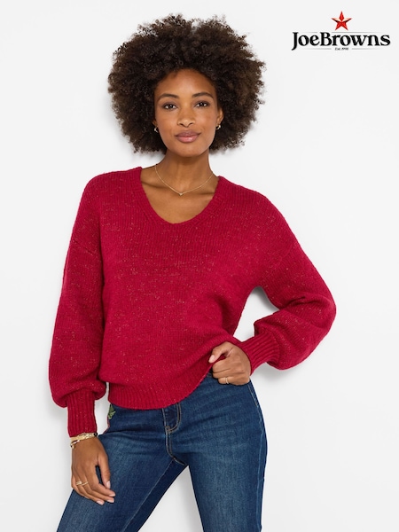 Bright Pink - Joe Browns Oh So Cosy V-neck Jumper