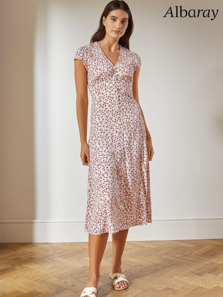 Albaray Cream Cherry Daisy Button Dress (942695) | €60