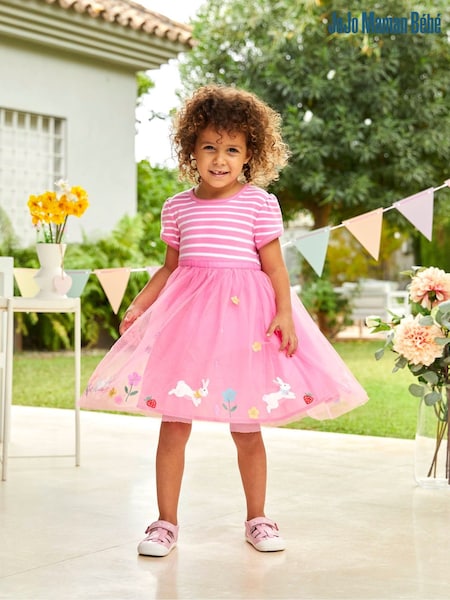 JoJo Maman Bébé Pink Bunny Tulle Party Dress (942718) | €57