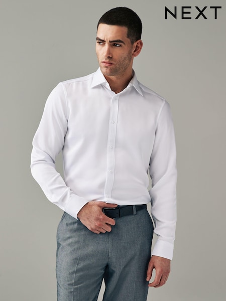 White Slim Fit Trimmed Satin Shirt (942722) | €6