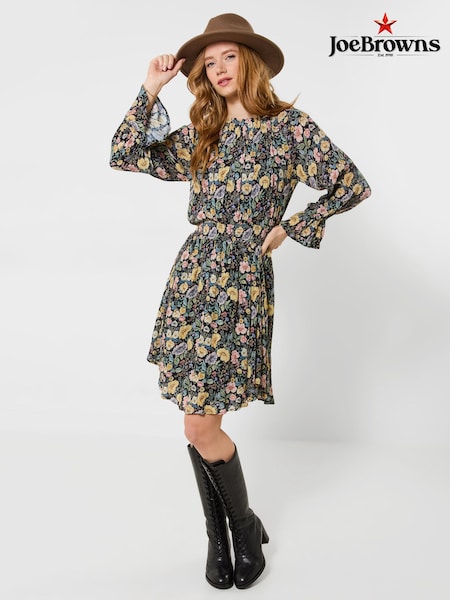 Schwarz - Joe Browns Bonnie Floral High Neck Mini Dress