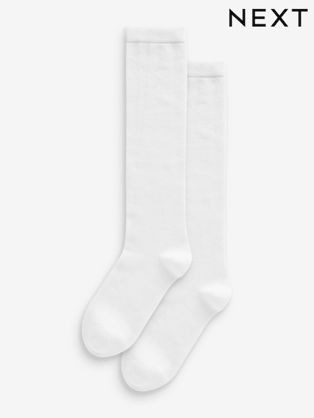 أبيض - Modal Blend Knee High Socks 2 Pack (942729) | ‏34 د.إ.‏