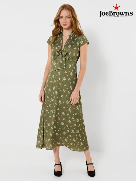 Green - Joe Browns Vintage Florals Tie Front Midi Dress