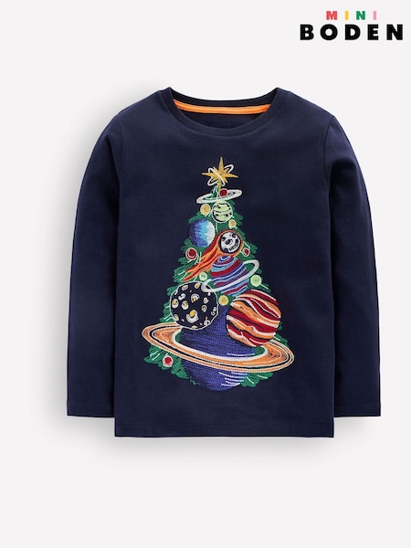 Dark Blue - Boden Glow Superstitch T-shirt
