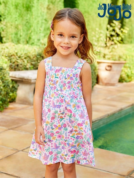 JoJo Maman Bébé Bird Floral Print Smocked Summer Dress (942778) | 35 €