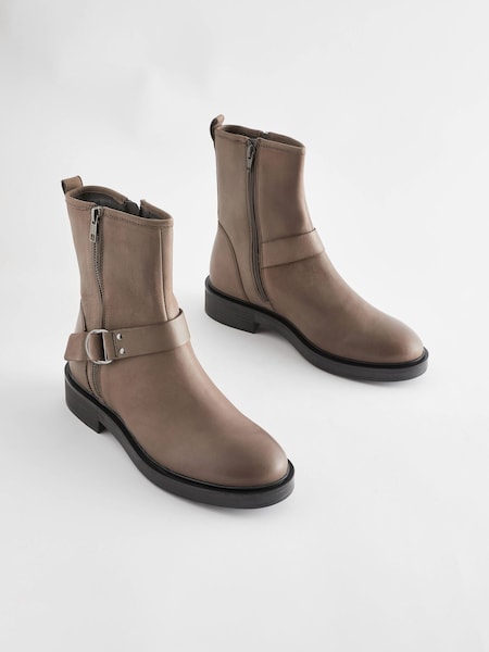 Grey Regular/Wide Fit Forever Comfort® D Ring Biker Ankle Boots (942828) | €13