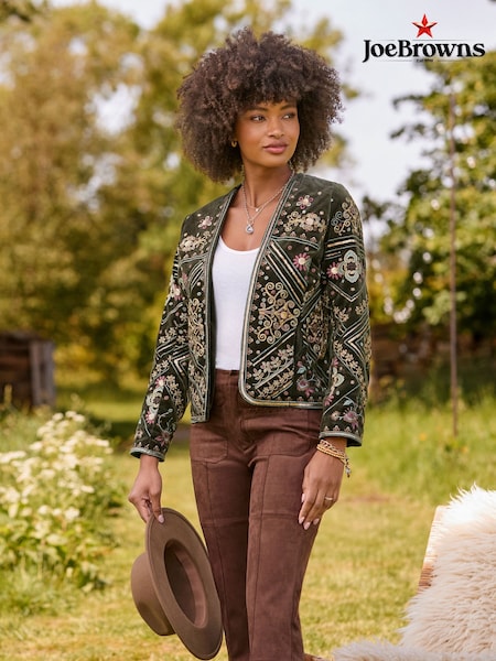 Green - Joe Browns Bella Boutique Embroidered Edge To Edge Jacket