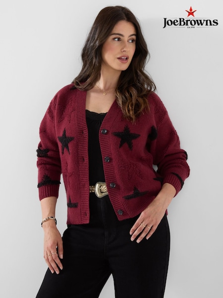 Red - Joe Browns Stunning Star V-neck Cardigan