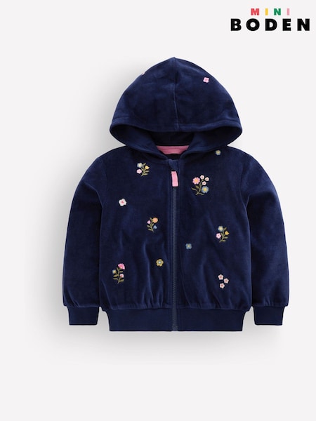 أزرق - Boden Velour Cosy Zip-through Hoodie