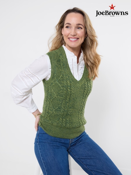 Green - Joe Browns Suzie Cable Knit Sleeveless Jumper