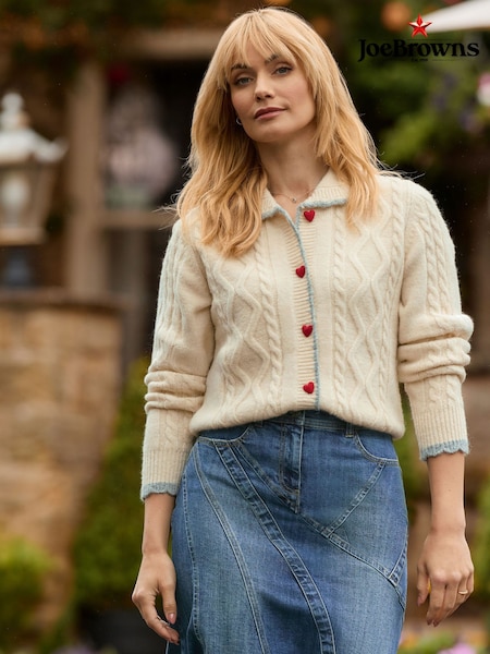 Cream - Joe Browns Tiah Collared Cable Knit Cardigan