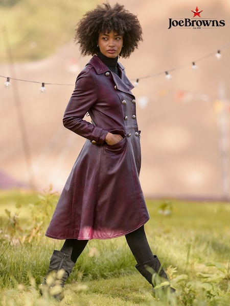 Red - Joe Browns Remarkable Lace Up Back Leather Coat