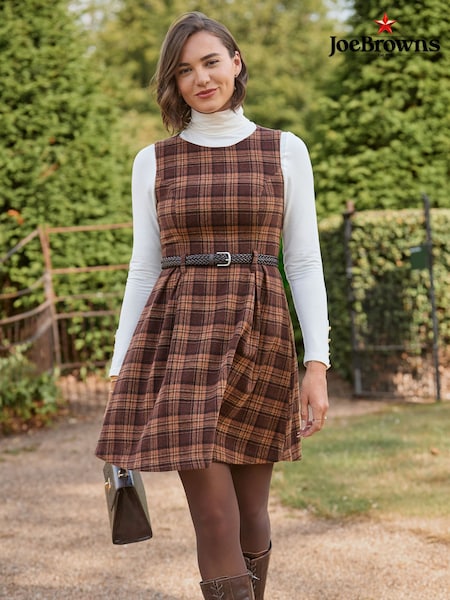 Brown - Joe Browns Heritage Check Belted Mini Dress