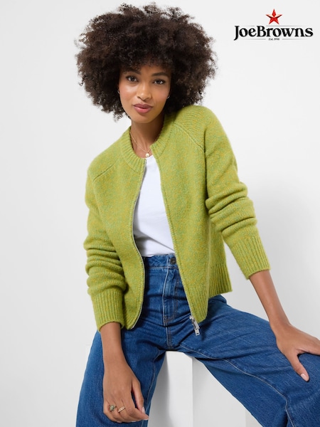 Green - Joe Browns Florence Zip Through Cardigan