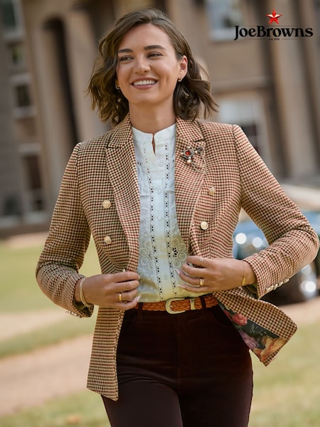 Brown - Joe Browns Freya Asymmetric Check Jacket