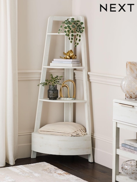 White Bronx Oak Effect Corner Ladder Shelf (943936) | €365