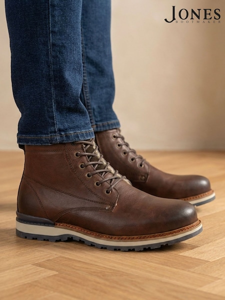 Brown - Wide Fit Jones Bootmaker Ealing Leather Ankle Boots