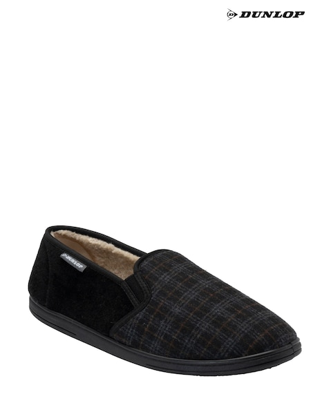 Black - Regular Dunlop Twin Gusset Warm Full Slippers
