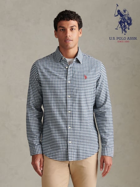 Blå - Regular U.s. Polo Assn Textured Weave Gingham Shirt