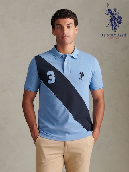 Plavo - Regular U.s. Polo Assn. Sash Colour Block Pique Polo Shirt