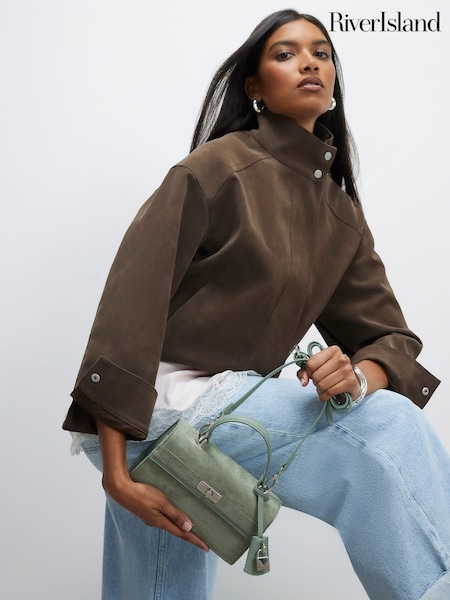 Green - River Island Lock Front Tote Bag