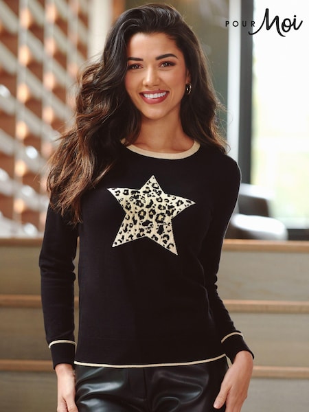 Pour Moi Leopard Jacquard Star Knit Jumper (944630) | 163 LEI