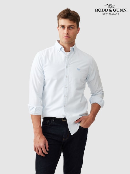 Light Blue - Regular Rodd & Gunn Oxford Lakeside Stripe Sport Fit Shirt