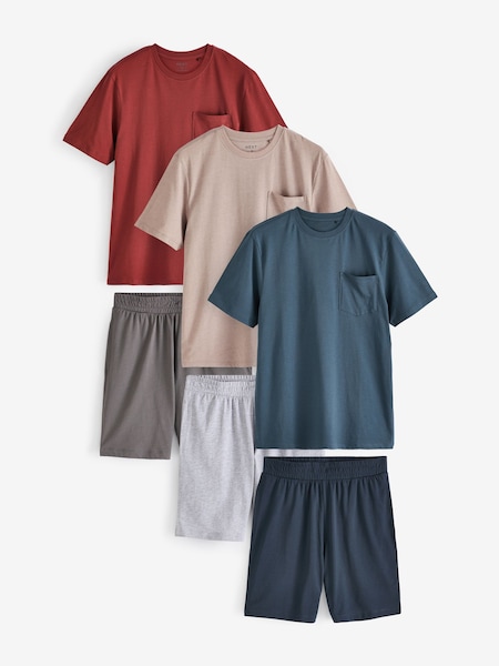 Modra/kameno/rdeča - 100% Cotton Jersey Pyjamas Shorts Set 3 Pack (944737) | € 30
