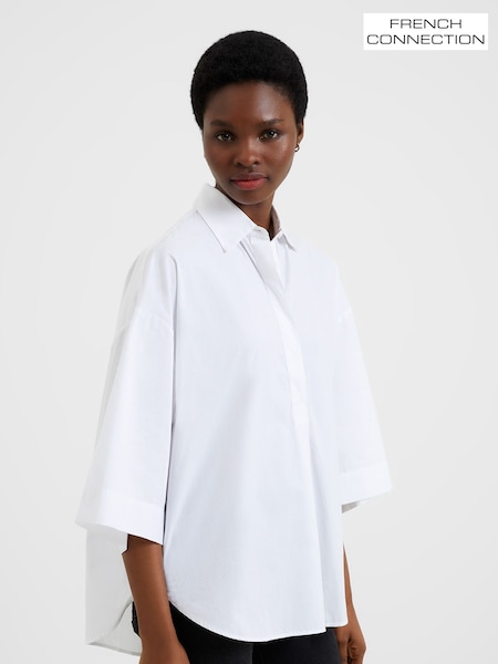 Valkoinen - French Connection Rhodes Sust Poplin Lyhyt hiha Popover 100% Puuvilla Pusero (944771) | €61
