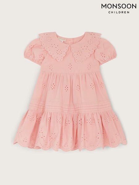 Monsoon Baby Pink Broderie Pintuck Dress (944801) | €20 - €21.50