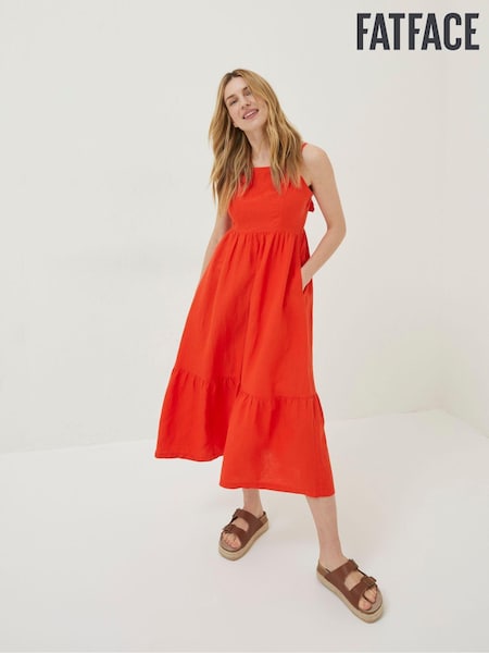FatFace Red Julien Linen Midi Dress (945042) | €49