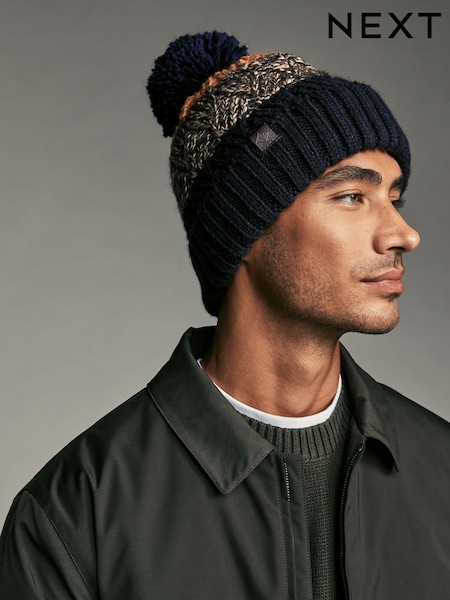 Ochre Yellow Colour Block Lined Bobble Hat (945094) | €9