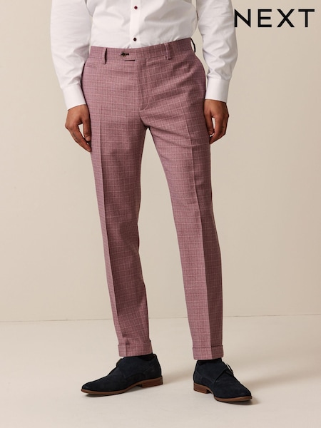 Pink Skinny Fit Check Suit Trousers (945324) | AED78