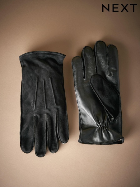 Black Signature Suede Cashmere Lined Gloves (945448) | AED87