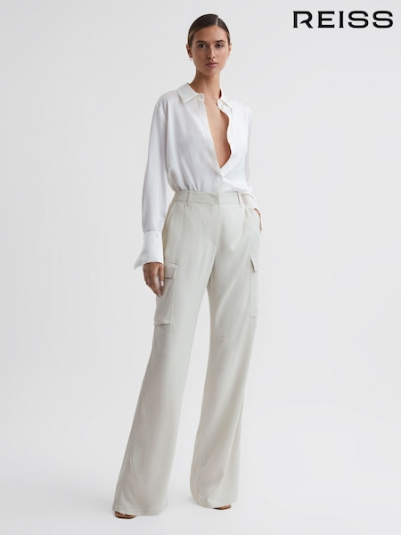 Reiss Neutral Drew Wide Leg Combat Trousers (945476) | AED1,210