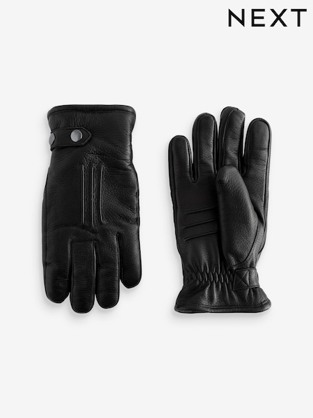 Black Leather Borg Lined Gloves (945520) | €14