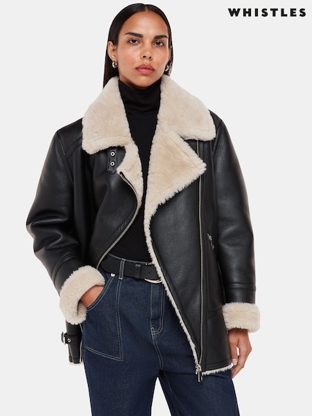 Whistles Faux Fur Aviator Coat (945607) | 1,631 LEI