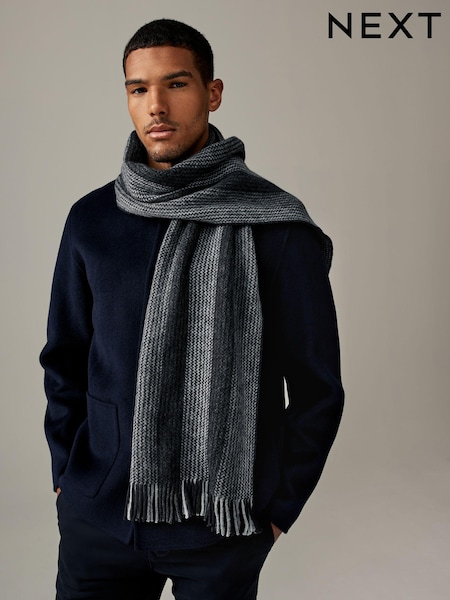 Black/White Stripe Knitted Scarf (945654) | $22
