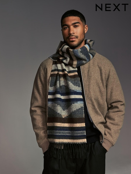 Серый - Geometric Pattern Woven Scarf (945700) | €9