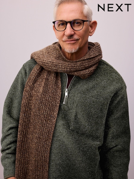 Нейтральный - Neppy Twist Knitted Scarf with Wool (945719) | €18