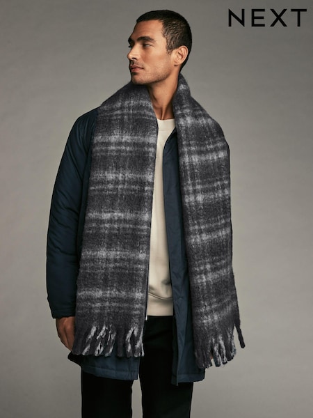 Серый - Cosy Felted Check Scarf (945749) | €12