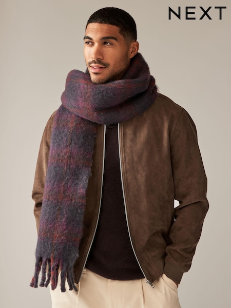 Темно-синий/фиолетовый - Cosy Felted Check Scarf (945878) | €12