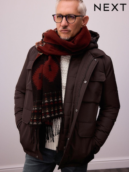 Коричневый - Geometric Pattern Woven Scarf (945927) | €11