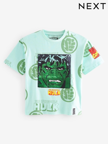 Incredible Hulk Green Flippy Sequin License T-Shirt (3-16yrs) (946199) | €8 - €10