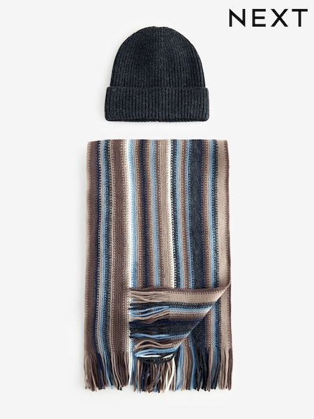 Neutral Hat And Knitted Scarf Set (946257) | $30