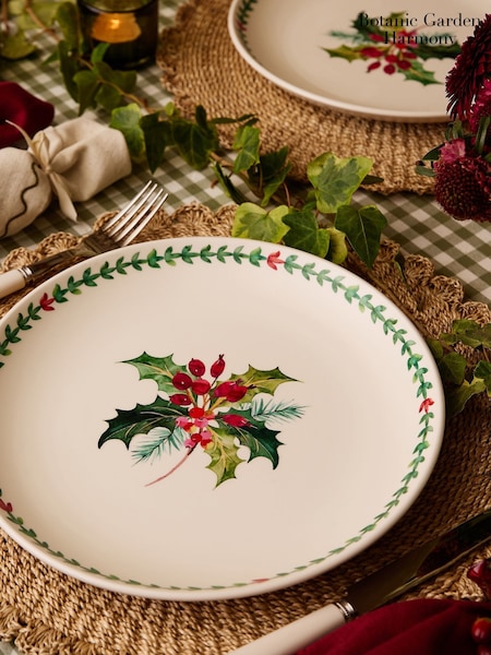 Portmeirion Set Of 4 Botanic Garden Christmas Holly Dinner Plates