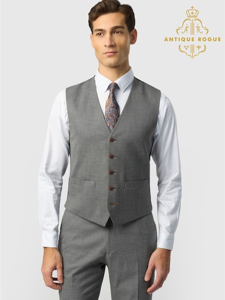 Grey - Regular Antique Rogue Blake Grey Texture Waistcoat