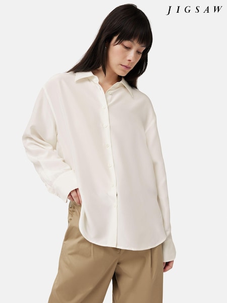 Cream - Jigsaw Habotai Seidenhemd in Relaxed Fit (947377) | 237 €